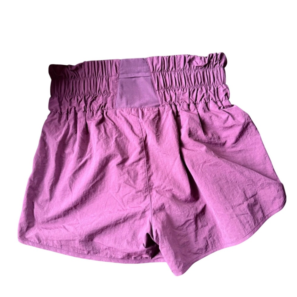 Zenana Womens Smocked High Waist Athletic Shorts Purple Size Large Running Gym - Picture 2 of 4